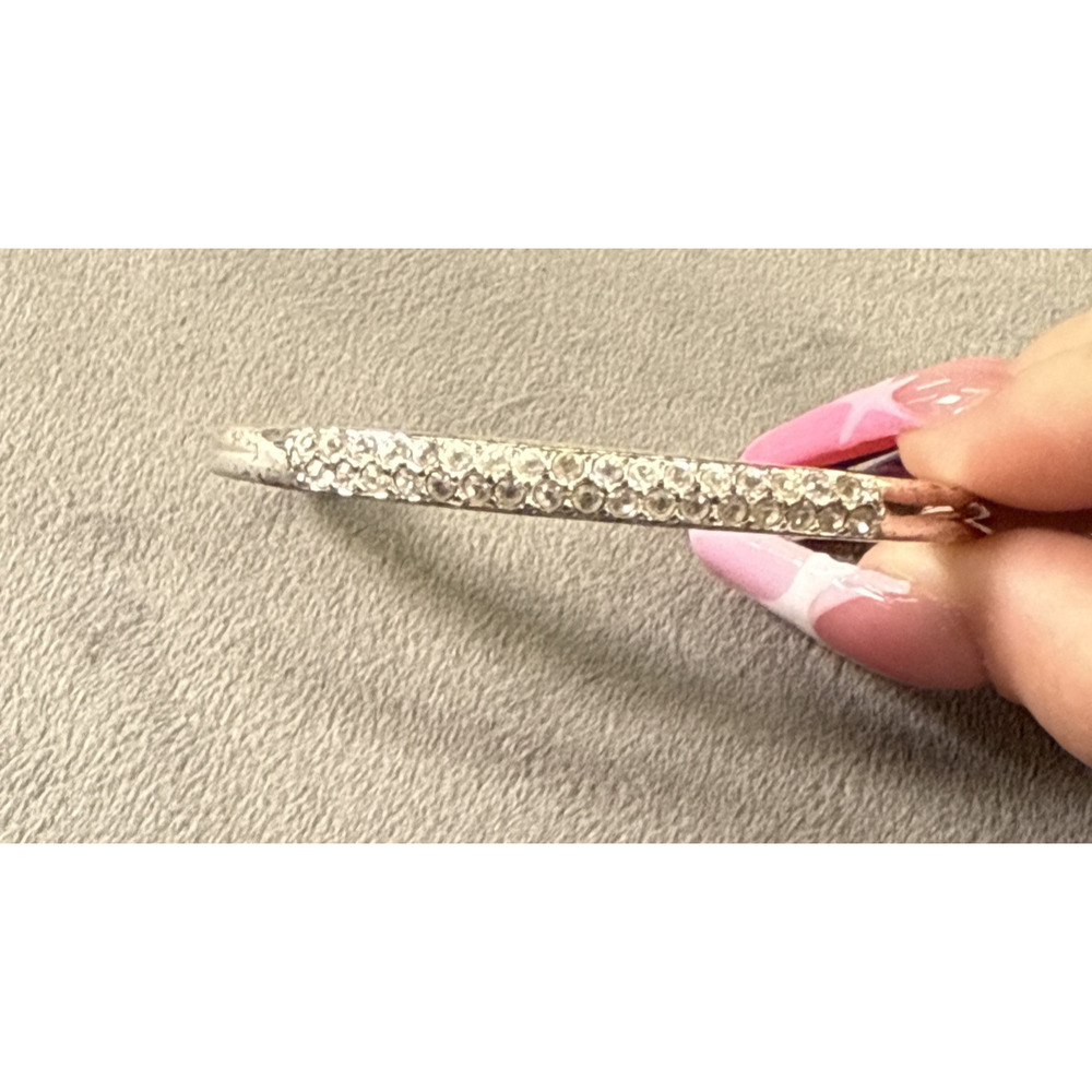 Brighton Silver Slim Bangle Hinged Bracelet Lot of 5 Rhinestones Benefits Chrty - Picture 9 of 16